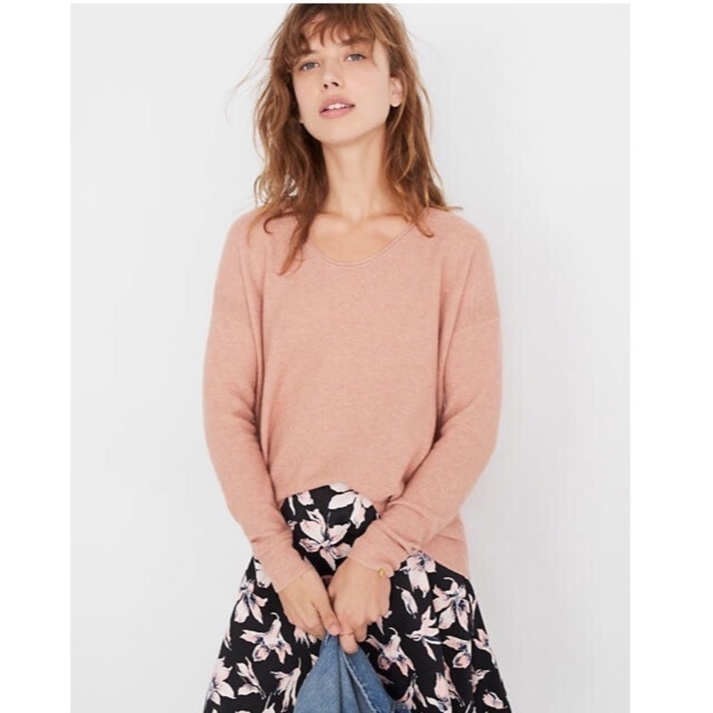 Madewell Kimball Pink Ribbed Pullover Sweater
